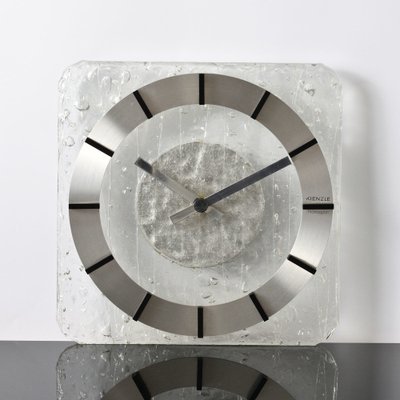 Acrylic Glass & Brushed Aluminium Wall Clock from Kienzle, 1970s-IXK-1185284