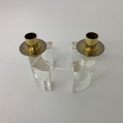 Acrylic Glass Candleholders, 1970s, Set of 2-BGP-1338636