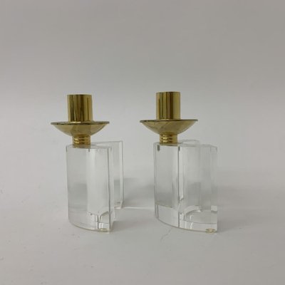 Acrylic Glass Candleholders, 1970s, Set of 2-BGP-1338636