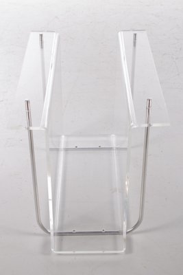 Acrylic Glass Magazine Rack with Metal Accents, 1970s-EZZ-1112825