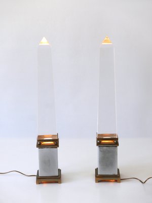 Acrylic Glass Obelisk Table Lamps by Sandro Petti for Maison Jansen, France, Set of 2-WPT-1007487