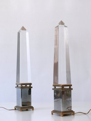 Acrylic Glass Obelisk Table Lamps by Sandro Petti for Maison Jansen, France, Set of 2-WPT-1007487