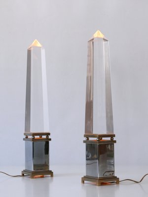 Acrylic Glass Obelisk Table Lamps by Sandro Petti for Maison Jansen, France, Set of 2-WPT-1007487