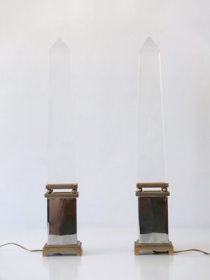 Acrylic Glass Obelisk Table Lamps by Sandro Petti for Maison Jansen, France, Set of 2-WPT-1007487