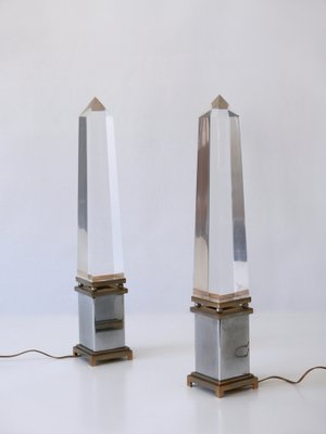 Acrylic Glass Obelisk Table Lamps by Sandro Petti for Maison Jansen, France, Set of 2-WPT-1007487