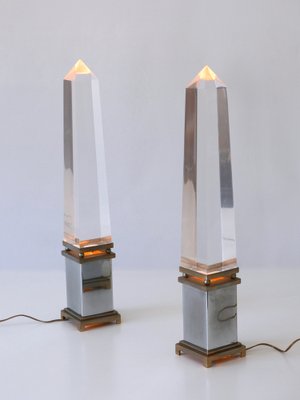 Acrylic Glass Obelisk Table Lamps by Sandro Petti for Maison Jansen, France, Set of 2-WPT-1007487