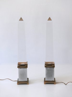 Acrylic Glass Obelisk Table Lamps by Sandro Petti for Maison Jansen, France, Set of 2-WPT-1007487