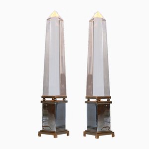 Acrylic Glass Obelisk Table Lamps by Sandro Petti for Maison Jansen, France, Set of 2-WPT-1007487