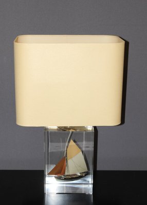 Acrylic Glass Table Lamp with Inclusion of Sails, 1980s-BCR-1279502