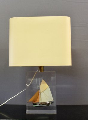 Acrylic Glass Table Lamp with Inclusion of Sails, 1980s-BCR-1279502