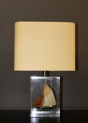 Acrylic Glass Table Lamp with Inclusion of Sails, 1980s-BCR-1279502