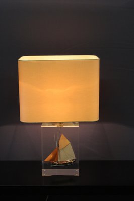 Acrylic Glass Table Lamp with Inclusion of Sails, 1980s-BCR-1279502