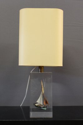 Acrylic Glass Table Lamp with Inclusion of Sails, 1980s-BCR-1279502