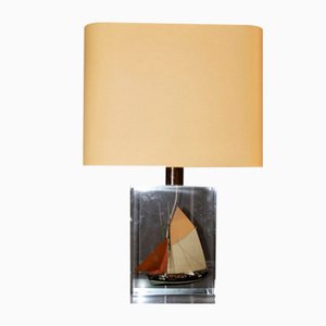 Acrylic Glass Table Lamp with Inclusion of Sails, 1980s-BCR-1279502