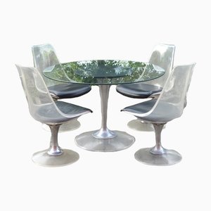 Acrylic Glass Tulip Dining Table & Chairs from Chromcraft, Set of 5-UF-1345375