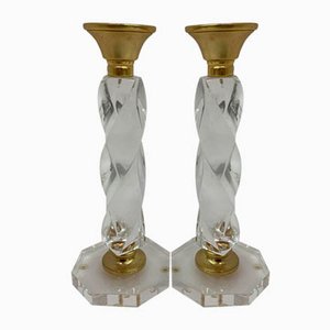 Acrylic Glass Twisted Candle Sticks, 1970s, Set of 2-BGP-1223840