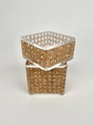 Acrylic & Rattan Box, Italy, 1970s, Set of 2-LYQ-1171421