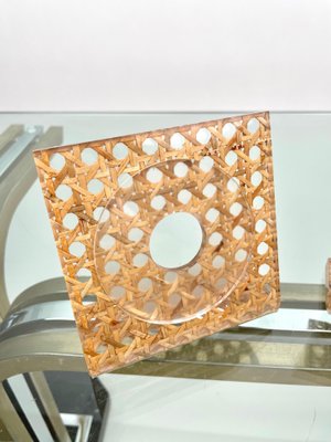 Acrylic & Rattan Squared Picture Frame, Italy, 1970s, Set of 2-LYQ-1171444