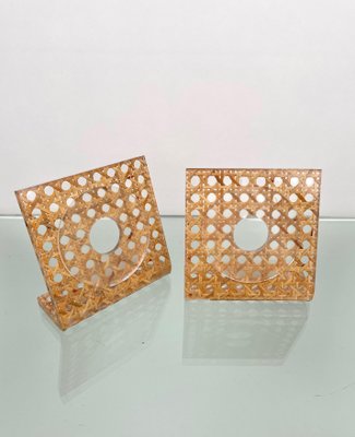 Acrylic & Rattan Squared Picture Frame, Italy, 1970s, Set of 2-LYQ-1171444