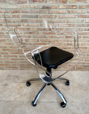 Acrylic Swivel Chair with Wheels, 1960s-NOU-1807259