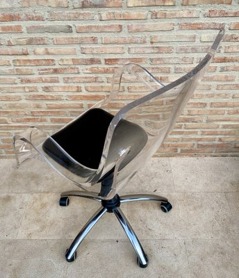 Acrylic Swivel Chair with Wheels, 1960s-NOU-1807259