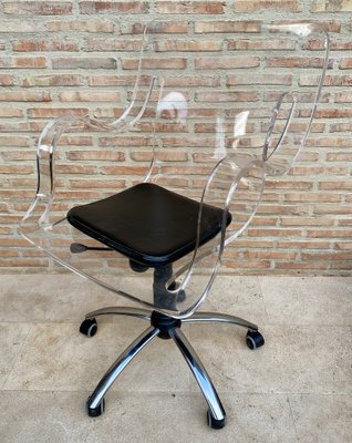 Acrylic Swivel Chair with Wheels, 1960s-NOU-1807259