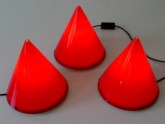 Acrylic Table Lamps or Cone Sconces by Verner Panton for Poly Thema, Set of 3-WPT-1293015