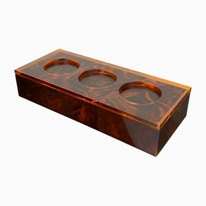 Acrylic Tortoise Shell Effect Rectangular Box, Italy, 1970s-LYQ-1171536