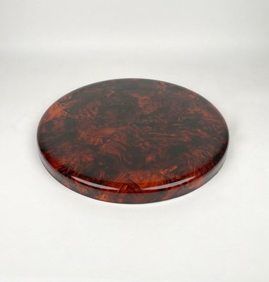 Acrylic Tortoiseshell & Steel Round Centerpiece Serving Tray by Christian Dior, Italy, 1970s-LYQ-1171335