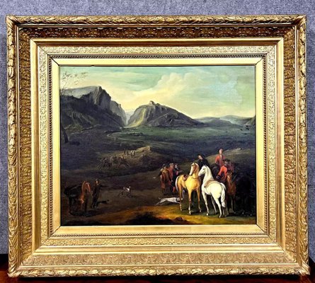 Adam-François Van Der Meulen, Large Landscape, Early 1900s, Oil on Canvas, Framed-MWB-1798381