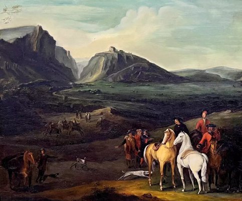 Adam-François Van Der Meulen, Large Landscape, Early 1900s, Oil on Canvas, Framed-MWB-1798381