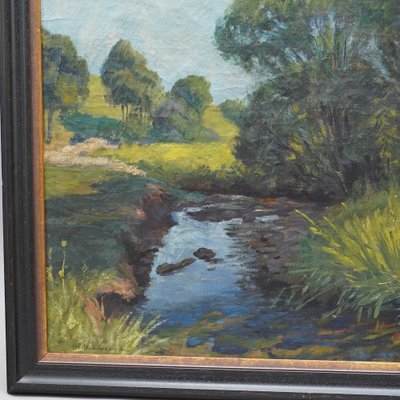 Adelbert Wimmenauer, Impressionist Landscape, 1890s, Oil on Canvas, Framed-RST-1369592