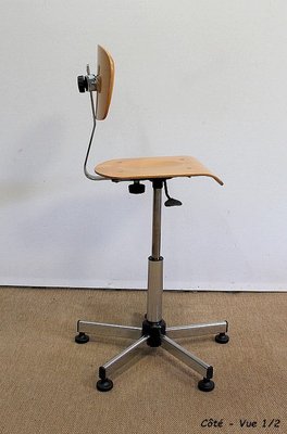 Adjustable Architect's Chair in Chromed Metal, 1960s-RVK-1016382