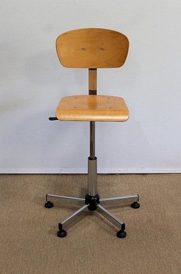 Adjustable Architect's Chair in Chromed Metal, 1960s-RVK-1016382