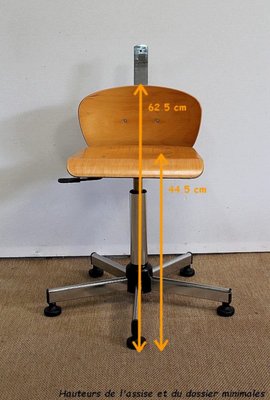 Adjustable Architect's Chair in Chromed Metal, 1960s-RVK-1016382