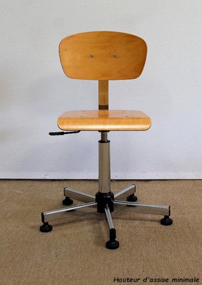 Adjustable Architect's Chair in Chromed Metal, 1960s-RVK-1016382