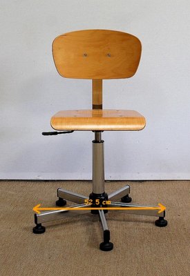 Adjustable Architect's Chair in Chromed Metal, 1960s-RVK-1016382