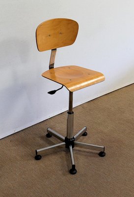 Adjustable Architect's Chair in Chromed Metal, 1960s-RVK-1016382