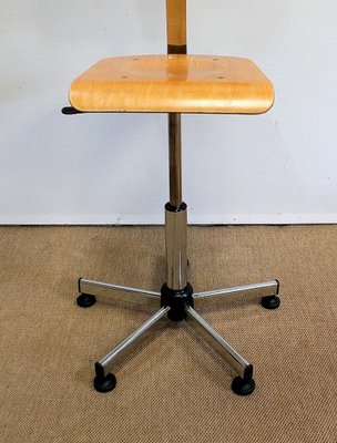 Adjustable Architect's Chair in Chromed Metal, 1960s-RVK-1016382