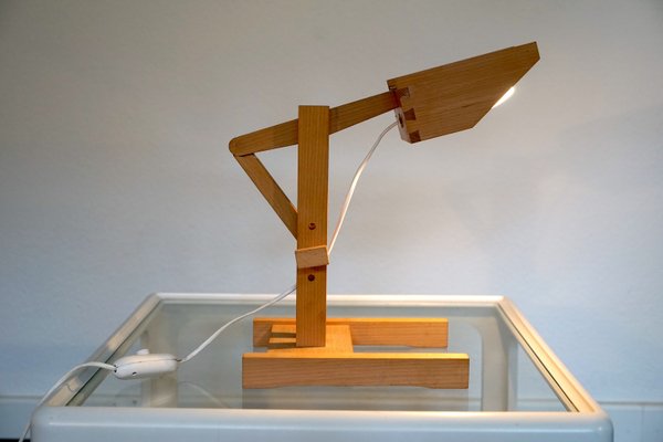 Adjustable Architect Table Lamp in Wood and Brass, 1970s-CIP-2023712