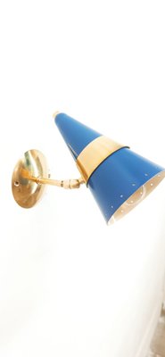 Adjustable Blue & Gold Cone Wall Lamp-QLH-1326278