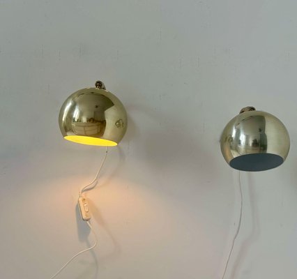 Adjustable Brass Wall Lights, Sweden, 1970, Set of 2-KAI-2035482