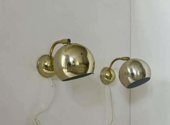 Adjustable Brass Wall Lights, Sweden, 1970, Set of 2-KAI-2035482