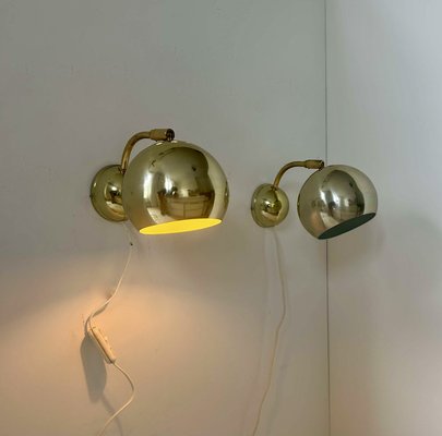 Adjustable Brass Wall Lights, Sweden, 1970, Set of 2-KAI-2035482