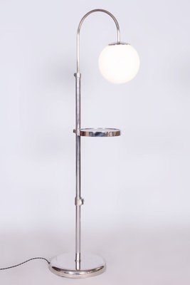 Adjustable Chrome Floor Lamp in Steel & Milk Glass, Czech, 1930s-WHY-1734022