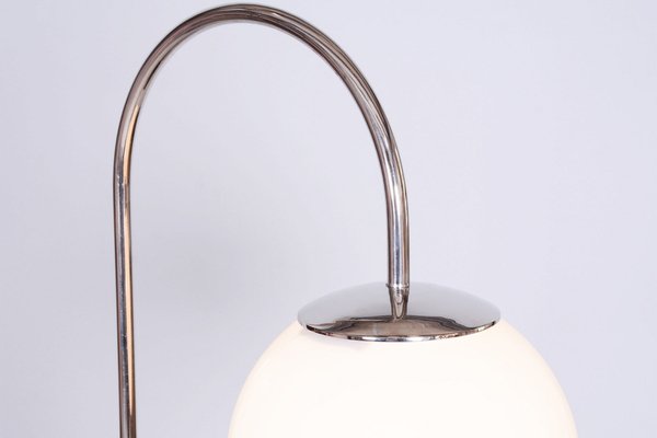 Adjustable Chrome Floor Lamp in Steel & Milk Glass, Czech, 1930s-WHY-1734022