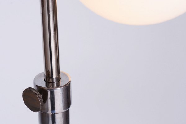 Adjustable Chrome Floor Lamp in Steel & Milk Glass, Czech, 1930s-WHY-1734022