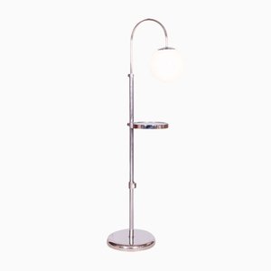 Adjustable Chrome Floor Lamp in Steel & Milk Glass, Czech, 1930s-WHY-1734022