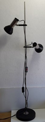 Adjustable Chrome-Plated Steel Tube 2-Light Spotlight with Black Plastic Mounting and Base, 1970s-HOI-889052