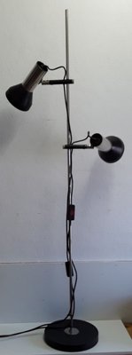 Adjustable Chrome-Plated Steel Tube 2-Light Spotlight with Black Plastic Mounting and Base, 1970s-HOI-889052